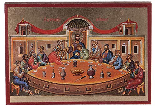 Holyart Griechische Ikone gedruckt, letztes Abendmahl, 15x10 cm