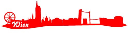Skyline4u Stadtaufkleber Wien Autoaufkleber Sticker 30 x 6,7cm hellrot