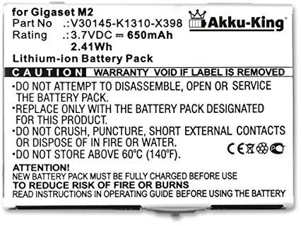 Akku-King Akku kompatibel mit Siemens Gigaset M2, M3 - ersetzt L50645-K1310-X363, V30145-K1310-X363, V30145-K1310 -X398 - Li-Ion 650mAh