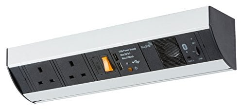 Knightsbridge SK007 SK Under Cabinet 2G Power Station Charging and Bluetooth Audio System, 230 V, Black, Twin 13A + USB + Spkr