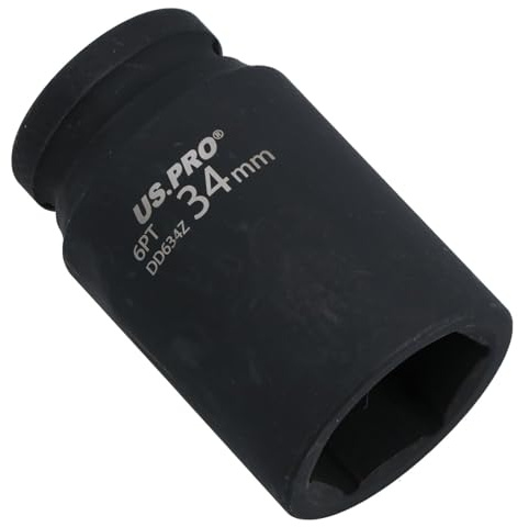 34mm Metric 3/4 Drive Double Deep Impact Socket 6 Sided Single Hex Thick Walled