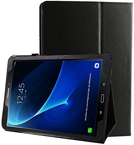 subtel Funda para Tablet Samsung Galaxy Tab A 10.1 / A6 (SM-T580 /SM-T585) con Cierre magnético y función de Soporte Hands-Free - Carcasa de Cuero Artificial Back Cover, Funda con Tapa de Color Negro