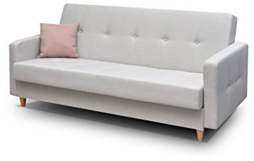 mb-moebel Couch mit Schlaffunktion Sofa Schlafsofa Wohnzimmercouch Bettsofa Ausziehbar - Perry (Hellgrau)