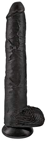 King Cock 14 Cock with Balls, Black, 35 cm