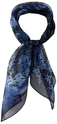 TigerTie Damen Chiffon Nickituch Halstuch in marine blau dunkelblau schwarz Leoparden Muster - Größe 58 x 58 cm