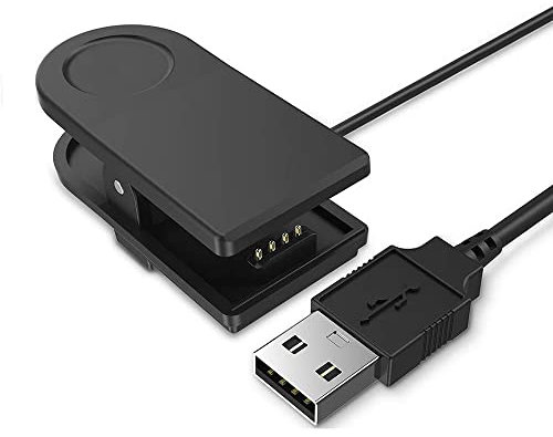 CABLEPELADO Cable USB Carga y sincronización con Clip | Compatible con Garmin Forerunner 235, 630, 230, 735XT, 35/30 | Cargador Garmin Forerunner | Longitud 1 Metro | Negro
