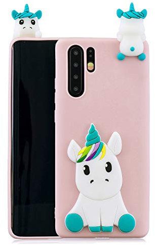 HopMore Kompatibel für Handyhülle Huawei P30 Pro Hülle Silikon Muster 3D Einhorn Panda Handy Hülle Dünn Bumper Design Slim Schutzhülle One Piece Case Cover - Rosa