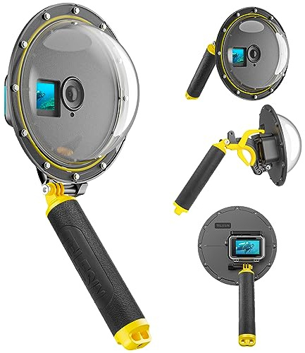 TELESIN Waterproof Dome Port for DJI Action 6 5 Pro Action 4 3 Camera, Underwater Housing Case w Floating Handle Grip Wrist Strap Dive Diving Snorkeling Accessories