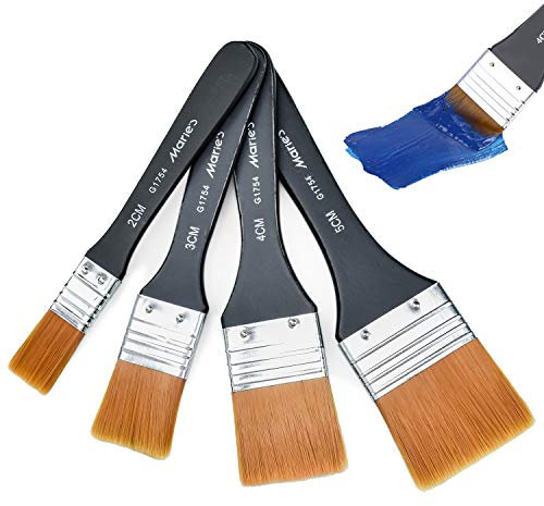COCOCITY 4 Stück Flachpinsel, Lasurpinsel Künstlerpinsel Set Aquarell Malerpinsel Acryl Pinselset Ölmalpinsel für Malerei Ölmalerei Ölfarben Bürste (20/30/40/50mm)