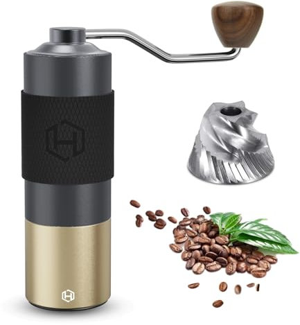Macinacaffè manuale – HEIHOX Macinacaffè manuale con macina conica regolabile in acciaio inox, capacità 30 g, macinatura più veloce, efficienza di macinazione da espresso a grosso per ufficio, casa,