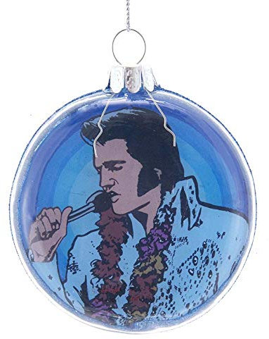 Elvis Presley Kurt S. Adler 80MM Elvis Bubble Glass Disk Ornament Dekor, Mehrfarbig