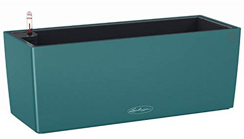 Lechuza BALCONERA Color 50 Selbstbewässernder Pflanzkübel aus Kunststoff, für Innen- und Außenbereich, Pflanzkübel, Tisch und Fensterkasten mit Ablaufloch, H19 x L50 x B19 cm, Petrolblau