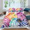 Homemissing Zebra Bettwäsche Set 135x200cm Aquarell Pferdedruck Bettbezug Set für Kinder Jungen Mädchen Tier Thema Betten Set 3D Zebra Atmungsaktive Bunte Streifen 2St