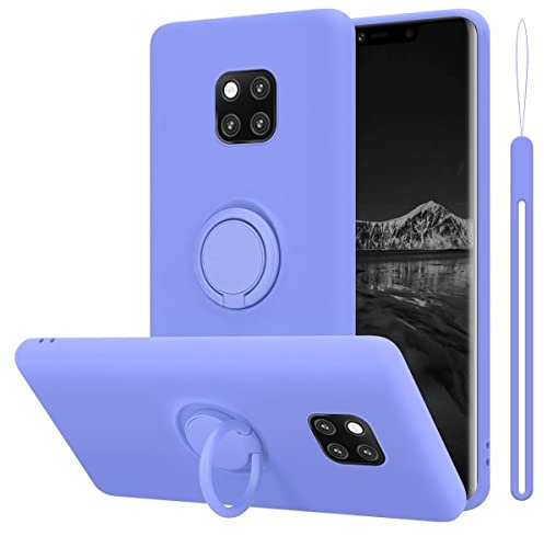 Cadorabo Hülle kompatibel mit Huawei Mate 20 PRO Schutzhülle TPU Silikon Case Liquid Design mit Ring Slim Kratzfest Liquidsilikon Microfaser Case Hülle für Huawei Mate 20 PRO in Lila
