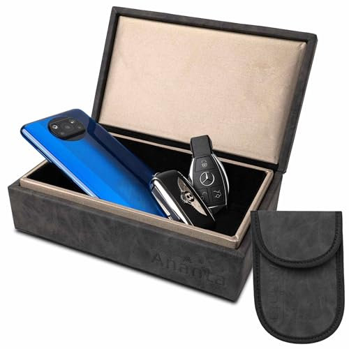 Ananta Faraday Box für Autoschlüssel - Extra großer Keyless Autoschlüssel Signalblocker & Tasche Bestens für RFID Schlüsselkasten, Faraday Käfig, Remote Key Fob Anti-Diebstahl Sicherheit, Schwarz