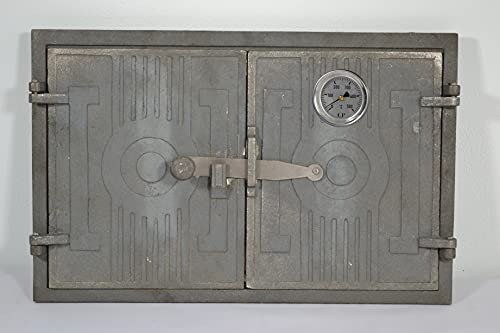 Euro Sezam puerta de horno de hierro fundido de dos puertas puerta de horno maciza y gruesa puerta de horno de pizza con termómetro de 500c DZ059 puerta doble con cerradura de puerta 42 x 27