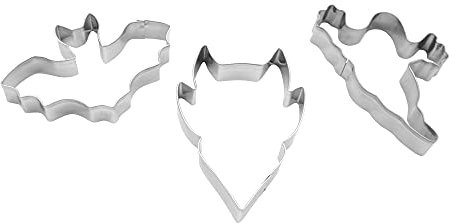 BekkiB 35313-3er Set Halloween - Fledermaus, Gespenst, Teufel - Ausstecher aus Edelstahl zum Backen und Basteln - Spülmaschinengeeignet