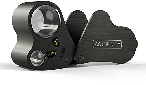 AC Infinity Jewelers Loupe, Pocket Magnifying Glass with LED Light & Dual Lenses, 30x 60x Zoom for Jewelry, Watches, Coins, Stamps, Plant Buds