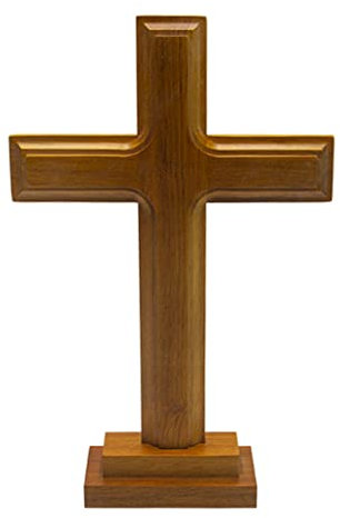 Croix d'autel sur pied en bois avec support double face pour la prière