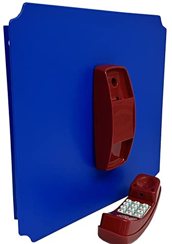 move and stic Platte 40x40 mit Spielfunktion Multifunktionsplatte Spielplatte mit Spieltelefon für Spielturm - Telefon gelb (Platte 40x40cm blau mit Telefon rot)