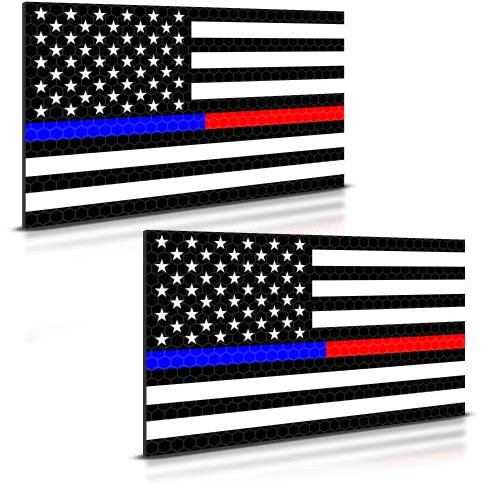 2 Stück reflektierender roter und blauer Linienmagnet für Auto-LKW – 12,7 x 7,6 cm – USA amerikanische Flagge magnetisch