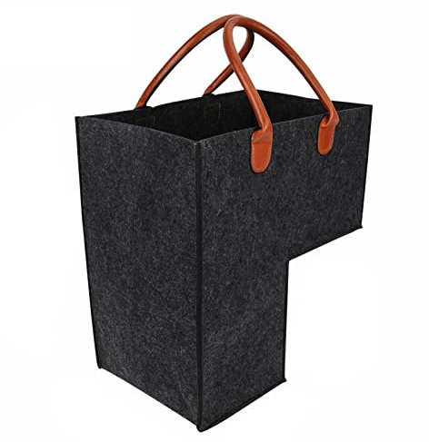 Panier d'escalier avec poignées en cuir Support interne, panier d'rangement avec poignées - Organisateur rangement pliable pour marche d'escalier pour la décoration la maison et du