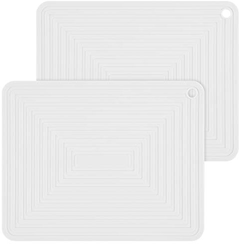 Nstezrne Silicone Trivets for Hot Dishes and Pots, Heat Resistant Mats Set of 2 White