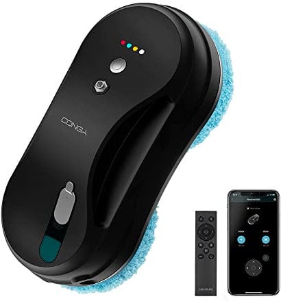 Cecotec Robot Limpiacristales Windroid 880 SprayWater Smart Connected. 90 W, Pulveriza, Limpia y Seca, Control por App y Mando a Distancia, 4 Programas, Cable 5,5m, Incluye 12 Paños