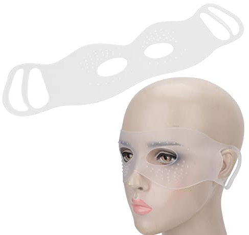 Masque pour les Yeux avec Trous pour les Yeux, Coussinet pour les Yeux Suspendu en Silicone Réutilisable, Masque de Sommeil de Nuit Moulé Concave pour les Yeux Gonflés, Cache-yeux Lavable(Blanc)