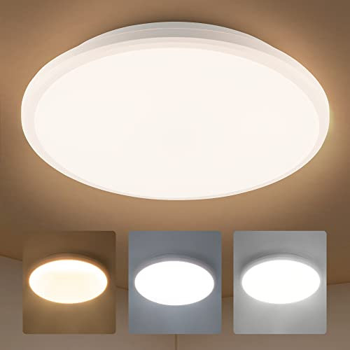 JONMONSM LED Deckenleuchte 36W, 3000K-6500K 3000LM LED Deckenleuchte Dimmbar, IP54 Wasserdichte Deckenlampe mit Fernbedienung für Schlafzimmer Wohnzimmer Bad Balkon Keller Ø300*H40mm
