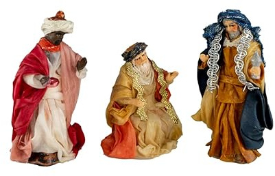 Holyhome Rey Magos cm 8 (3,14 Inch) - Belén Napolitano Terracota vestida, fabricado y pintado a mano, fabricado en Italia