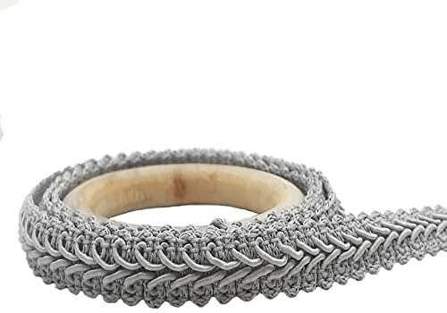 25Meter Geflochten Drehkordel Borte aus Dekoband Zierband Geschenkband Spitzenborte Schnur Kordelband für Nähen Handwerk Hochzeit Kleidung Deko Centipede Spitzenband, 1.2cm,Grau