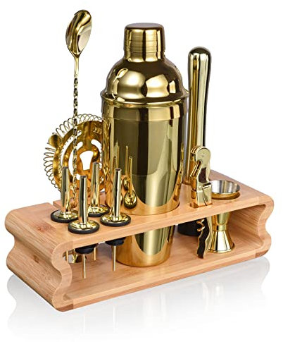 Cocktail Shaker Set, Esmula 750 ml, 12-Piece Stainless Steel Bartender Kit, Gift for Men, Women, Friends, Home Stylish Bar Tool Set with Cocktail Recipe Book