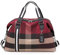 Vllcsla Reisetasche Sporttasche Damen Große, Weekender Damen Reisetasche mit Nassfach, Leichte Handgepäck Reisetasche Weekender Fitness Duffle Gmy Bag, Karierte Muster, 48x20x33 CM, 32L (Rot)