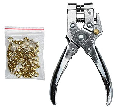 Ösenzange, robustes Ösenlochzangen-Set mit 100 Stück 4,5 mm Ösen, Ledergürteltülle Werkzeug für Papier, Karton, Leder, Stoff