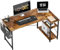 HOMIDEC L Shaped Desk 120CM Computer Desk Study Office Table Gaming Desk Writing Table With Bookshelf Reversible Corner Table For Home Office Studio Workstation