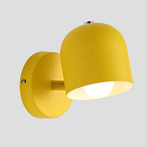 Mengjay Wandleuchte Innen Wandlampe Metall Vintage E27 Wandleuchten Retro Industrial Lampenschirm Nachtlicht Beleuchtung für Innen Modern Wandleuchte für Schlafzimmer,Treppen, Korridor (Gelb)