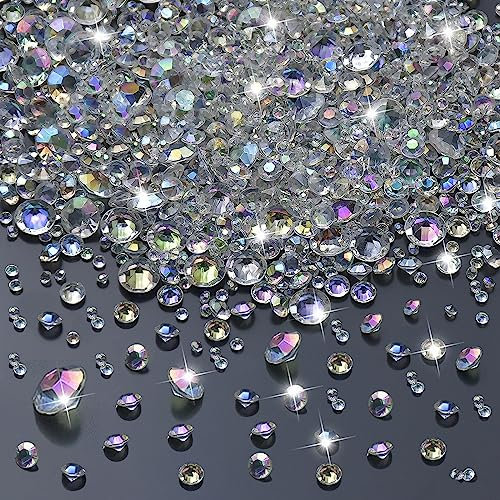 SPOKKI 5000 Cristalli Decorativi, Strass Acrilici da 3/4/6/10 mm, Strass Trasparenti, Pietre Colorate, per Matrimoni, Feste, Decorazioni da Tavola, Riempimento Vasi, Colore Trasparente