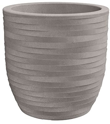 Nicoli Rhea Elegance Pot en résine rotative pour intérieur et extérieur, résistant aux UV, jardinière à bol diamètre 30 cm et 40 cm (Ø 30 x 30 h, cendres)