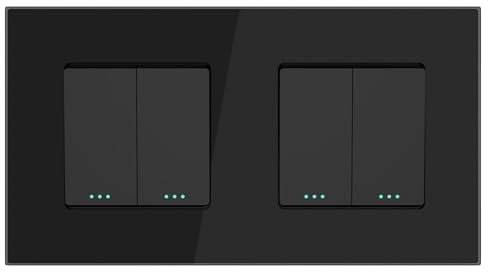 PULSAR Wechselschalter Doppelt x2 Unterputz 2 Fach Schwarz Glas, Doppel Wechsel Schalter 157x86mm Doppellichtschalter Wippschalter