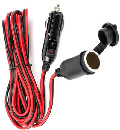 5M 12V cable de extensión de coche,encendedor de cigarrillos cable de extensión con enchufe y toma de corriente, cable de extensión universal impermeable,16AWG cable con fusible de 15A para 12V/24V