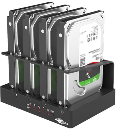 Boîtier de disque dur 4 baies Sata vers USB 3.0 externe multi-baies 2.5 et 3.5 pouces HDD SDD Station d'accueil boîtier de disque dur Multiplication