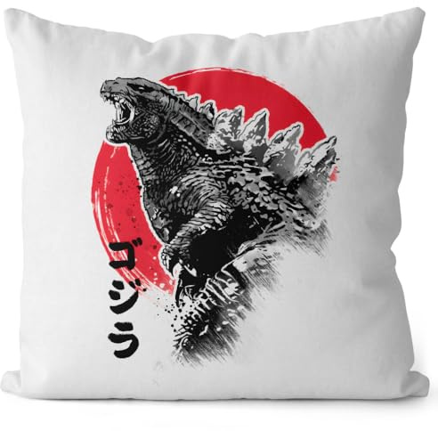 style3 Gojira Roar Kissen mit Füllung 40cm Baumwolle Japan Monster Nippon Tokio Tokyo