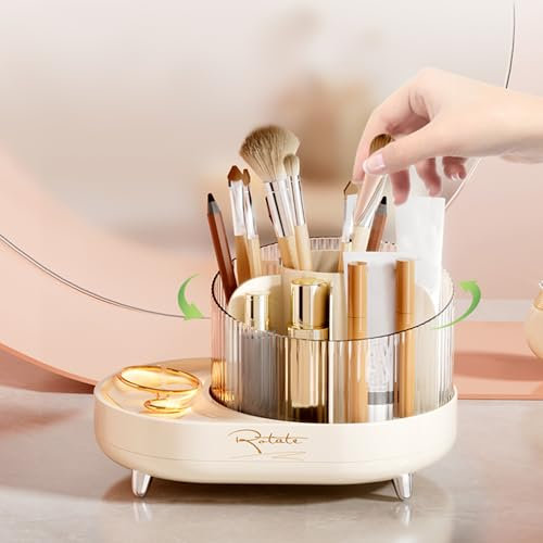 KKC Drehbarer Kosmetik Organizer für Schminktisch & Bad – Makeup Aufbewahrung, Schmink- und Skincare-Organizer mit Drehfunktion