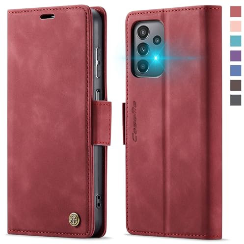 XYGLOW Handyhülle für Samsung Galaxy A23 5G Hülle Klappbar Premium PU Lederhülle Klapphülle【RFID Schutz】 Kartenfach Standfunktion Schutzhülle für Samsung A23 4G/5G Flip Case Wallet Tasche Cover,Rot