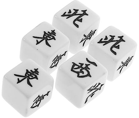 DIKACA 5St Feng-Shui-Ornament Mahjong-Spiel Würfel Acryl-Spielrequisite Spielstütze Brettspiel-Tool Mahjong-Zubehör Schachbrett Südosten Nordwesten Mahjong-Fliesen d6 einstellen
