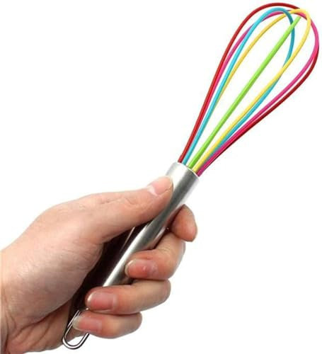Batidor Batidor De Huevos De Silicona Batidor Manual Mezclador De Bebidas Mango De Acero Inoxidable Agitación De Crema De Huevo Batidor Manual (Color : 12 inch)