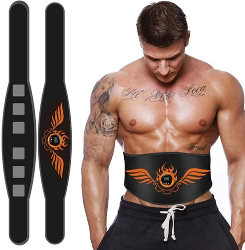 EMS Muscle Stimulator, Abs Trainer Abdominal Muscle Toner Electronic Toning Belts Workout Home Fitness Device with USB Rechargeable for Abdomen Arm Leg Men and Women