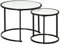 HOMCOM Lot de 2 Tables Basses Rondes gigogne empilables Table d'appoint Plateau en Bois Aspect marbre et Pieds en métal Noir