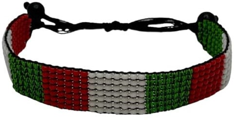 Culture Beads Handmade Beaded Bracelet: Wear a Country Flag with Natural Masaai Jewellery Beads (Italy)